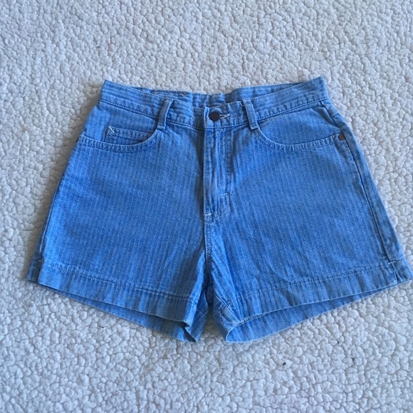 Vintage Pants - Vintage Lee Blue Mom Wedgie striped Shorts 7